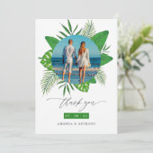 Tropical Beach Weduwfoto Bedankkaart (Staand voorkant)