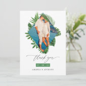 Tropical Beach Weduwfoto Bedankkaart (Staand voorkant)