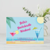 Tropical Beach Weekend Vrijgezellenuitnodiging Kaart (Staand voorkant)