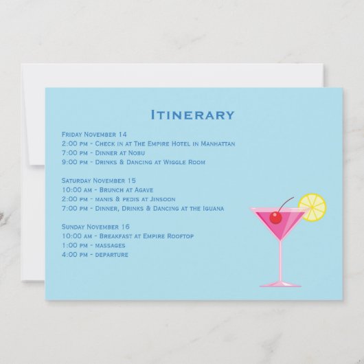 Tropical Beach Weekend Vrijgezellenuitnodiging Kaart (Achterkant)