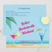 Tropical Beach Weekend Vrijgezellenuitnodiging Kaart (Voorkant / Achterkant)