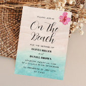 Tropical Beach with Hibiscus Flower Wedding Kaart