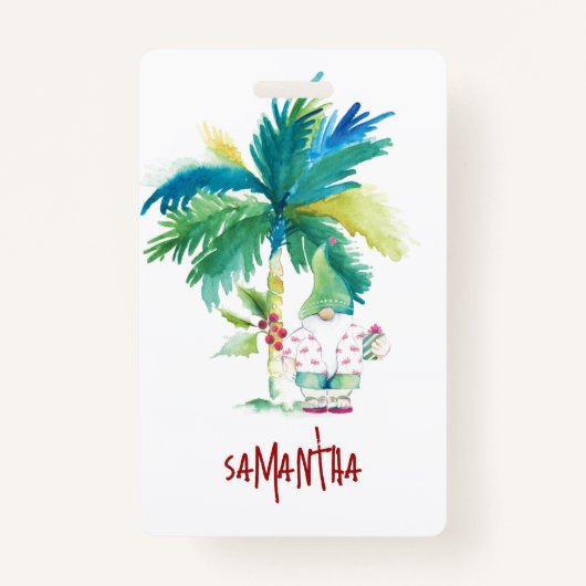 Tropical Beach Xmas Name Tags Badge (Voorkant)