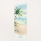 Tropical Beach Zand Zeester Palm Naam Monogram Yogamat (Voorkant)