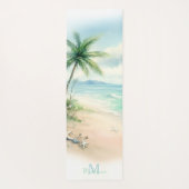 Tropical Beach Zand Zeester Palm Naam Monogram Yogamat (Achterkant)