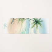 Tropical Beach Zand Zeester Palm Naam Monogram Yogamat (Voorkant (horizontaal))