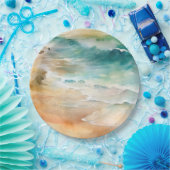 Tropical Beach Zee en Zandoceaankust Papieren Bordje (Feest)