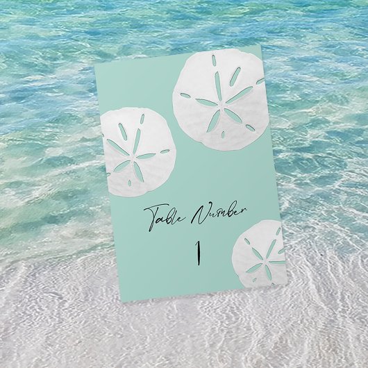 Tropical Beach Zee Glass & White Sand Dollars Kaart