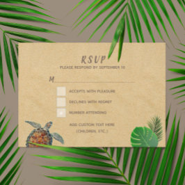 Tropical Beach Zee Schildpad Bruiloft RSVP Kaart