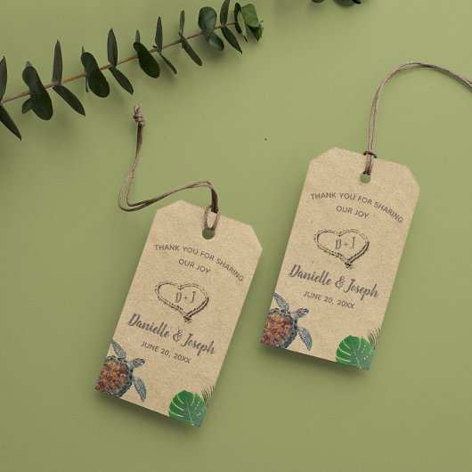 Tropical Beach Zee Turtle Bruiloft Cadeaulabel