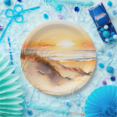 Tropical Beach Zee Zand Ocean Coast Sunset Papieren Bordje (Feest)