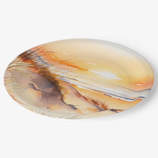 Tropical Beach Zee Zand Ocean Coast Sunset Papieren Bordje (Gekanteld)