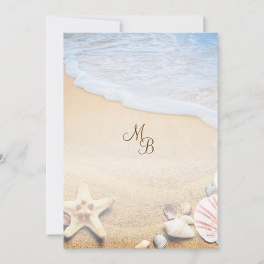 Tropical Beach Zeester Bruiloft Details Kaart (Achterkant)