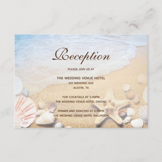 Tropical Beach Zeester Bruiloft Receptie Kaart (Voorkant)