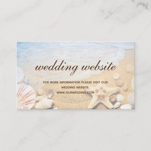 Tropical Beach Zeester Bruiloft Website Informatiekaartje (Voorkant)