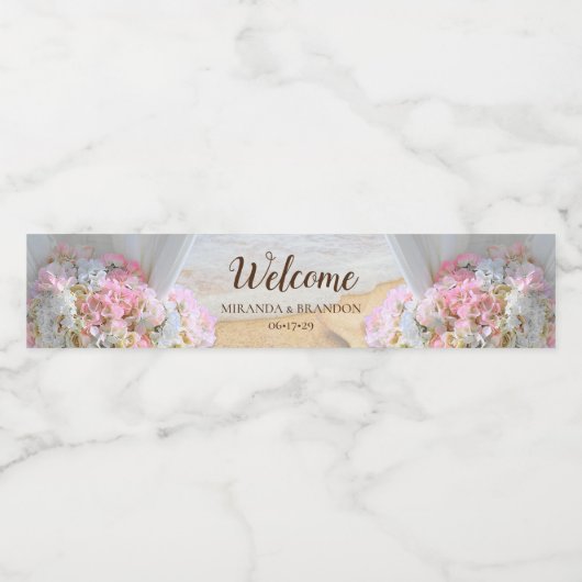 Tropical Beach Zeester Bruiloft Welkom Waterfles Etiket (Enkel label)