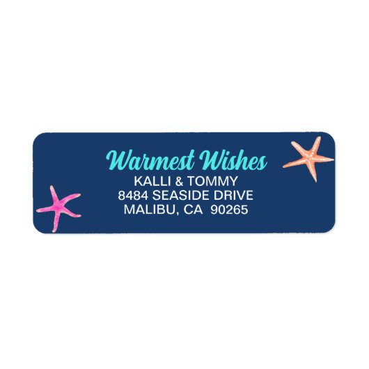 Tropical Beach Zeesterren Kerstmis Retouradres Etiket (Voorkant)
