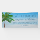 Tropical Beach Zomer 50ste bruiloft Jubileum Spandoek (Horizontaal)