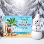 Tropical Beach Zomer Kerstfeest Kaart<br><div class="desc">Hippie Santa on a Tropical Beach thema Vakantie Kerst Feestuitnodiging met Retro ornamenten,  palmboom en geschenken,  surf board,  ukulele gitaar en hybiscus bloemen op een zandstrand. Geweldig voor een eilandje,  strand of een warm weerklimaat rond de feestdagen of kerst in juli!.</div>