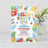 Tropical Beach Zomer Oceaan Verjaardagsfeest Kaart (Staand voorkant)