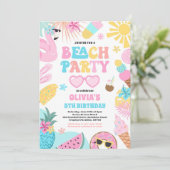 Tropical Beach Zomer Oceaan Verjaardagsfeest Kaart (Staand voorkant)