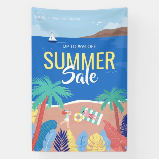 Tropical Beach Zomer Sale Zakelijke advertenties Spandoek (Verticaal)