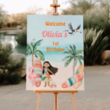 Tropical Beach Zomer Surf Zee 1e Verjaardag Meisje