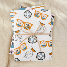 Tropical Beach Zonnebril Verjaardag Inpakpapier Vel