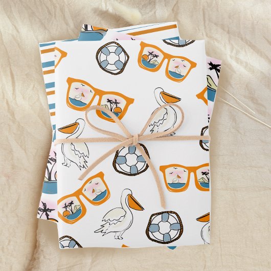 Tropical Beach Zonnebril Verjaardag Inpakpapier Vel