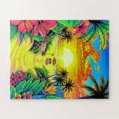 Tropical Beach Zonsondergang voor kinderen Legpuzzel (Horizontaal)