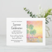 Tropical Beach Zonsondergang Zomerfeest Kaart (Staand voorkant)