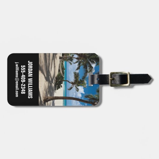 Tropical Beaches Anguilla Beach, Palm Tree Bagagelabel (Voorkant horizontaal)