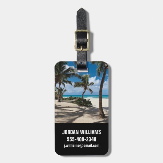 Tropical Beaches Anguilla Beach, Palm Tree Bagagelabel (Voorkant verticaal)