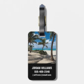 Tropical Beaches Anguilla Beach, Palm Tree Bagagelabel (Achterkant verticaal)