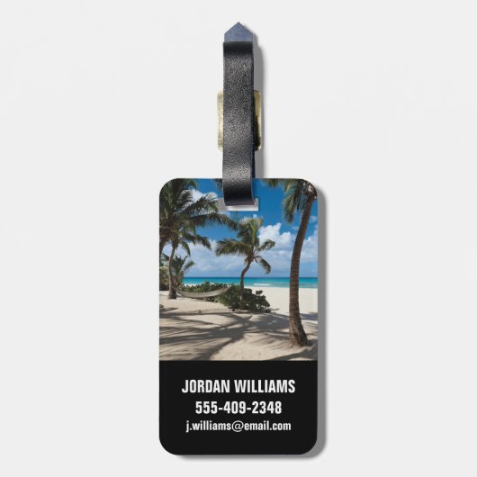 Tropical Beaches Anguilla Beach, Palm Tree Bagagelabel (Achterkant verticaal)