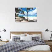 Tropical Beaches Anguilla Beach, Palm Tree Canvas Afdruk (Insitu (Slaapkamer))