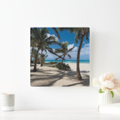 Tropical Beaches | Anguilla Beach, Palm Tree Vierkante Klok (Huis)