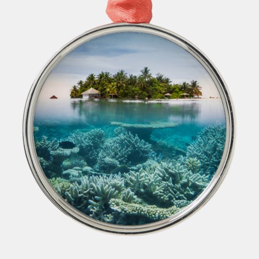 Tropical Beaches Ari Atoll Maldives Metalen Ornament (Voorkant)