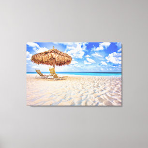 Tropical Beaches   Aruba Sandy Beach Canvas Afdruk