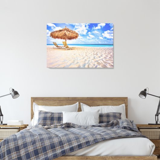 Tropical Beaches | Aruba Sandy Beach Canvas Afdruk (Insitu (Slaapkamer))