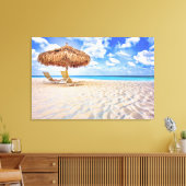 Tropical Beaches | Aruba Sandy Beach Canvas Afdruk (Insitu (Woonkamer))