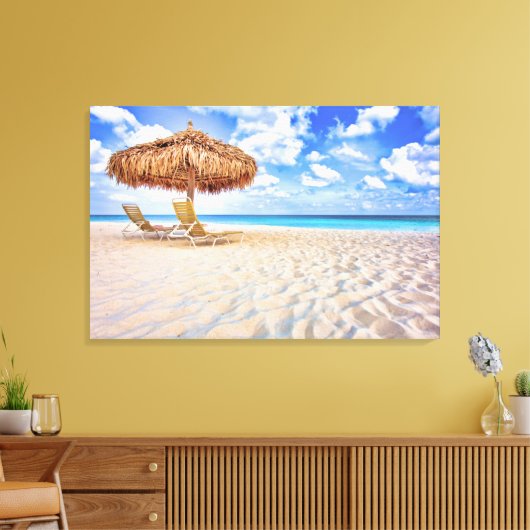 Tropical Beaches | Aruba Sandy Beach Canvas Afdruk (Insitu (Woonkamer))