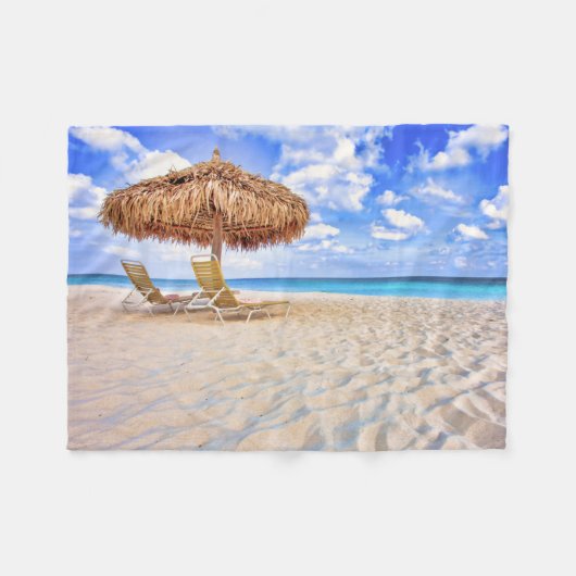 Tropical Beaches | Aruba Sandy Beach Fleece Deken (Voorkant (Horizontaal))