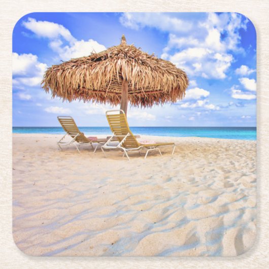 Tropical Beaches | Aruba Sandy Beach Kartonnen Onderzetters (Voorkant)