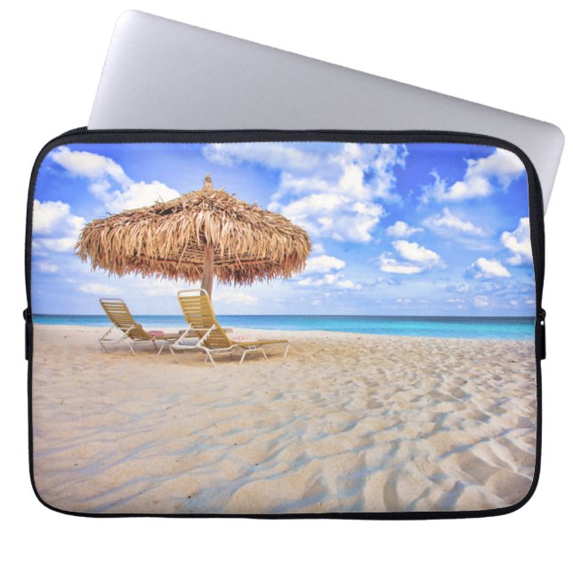 Tropical Beaches | Aruba Sandy Beach Laptop Sleeve (Voorkant)