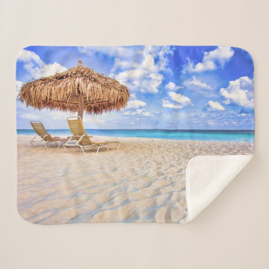 Tropical Beaches | Aruba Sandy Beach Sherpa Deken (Voorkant (horizontaal))