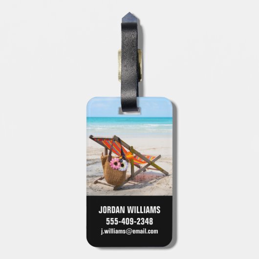 Tropical Beaches | Beach Chair on Sand Bagagelabel (Achterkant verticaal)