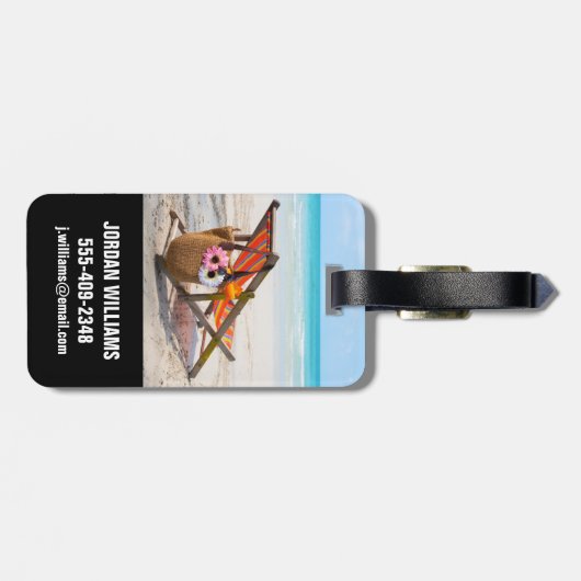 Tropical Beaches | Beach Chair on Sand Bagagelabel (Achterkant horizontaal)