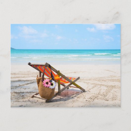 Tropical Beaches | Beach Chair on Sand Briefkaart (Voorkant)