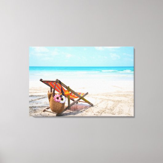 Tropical Beaches | Beach Chair on Sand Canvas Afdruk (Voorkant)